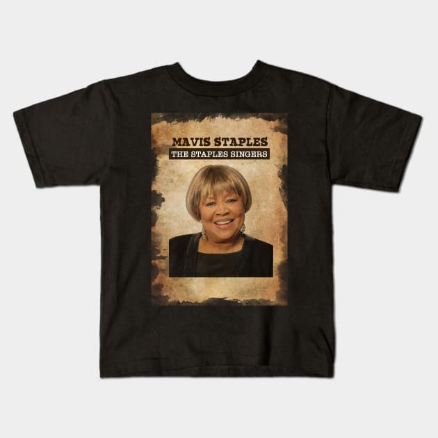 Vintage Old Paper 80s Style Mavis Staples Kids T-Shirt by Madesu Art